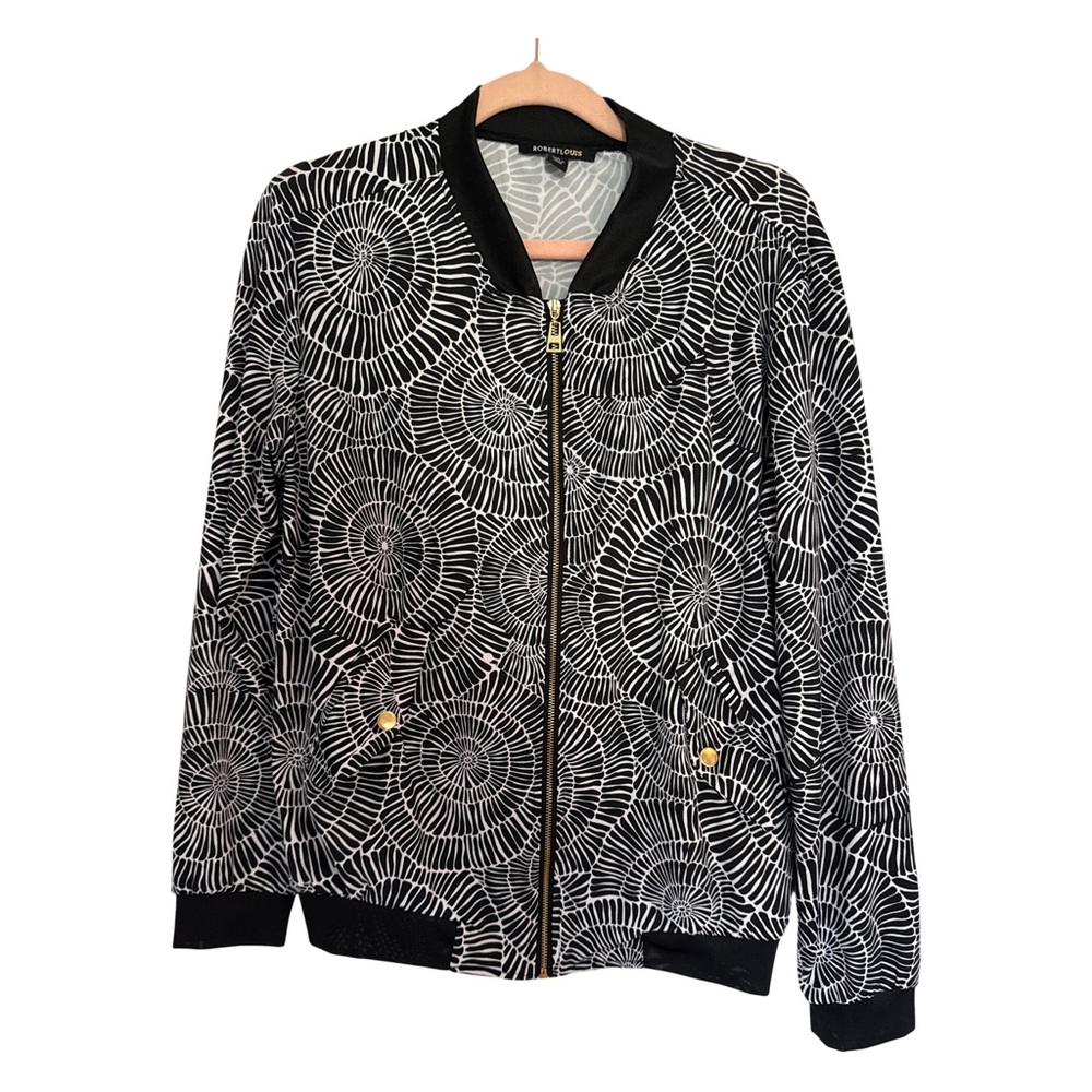 Robert Louis Black and White Paisley Bomber Jacket